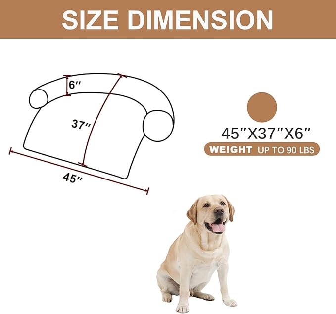 Calming Dogs/Cats Bed Mats, Dog Pad Washable Removable Couch Cover, Plush Long Fur Mat for Pets, Waterproof Lining, Perfect for Small, Medium and Large Dogs and Cats (Desert Brown, 45"x37")