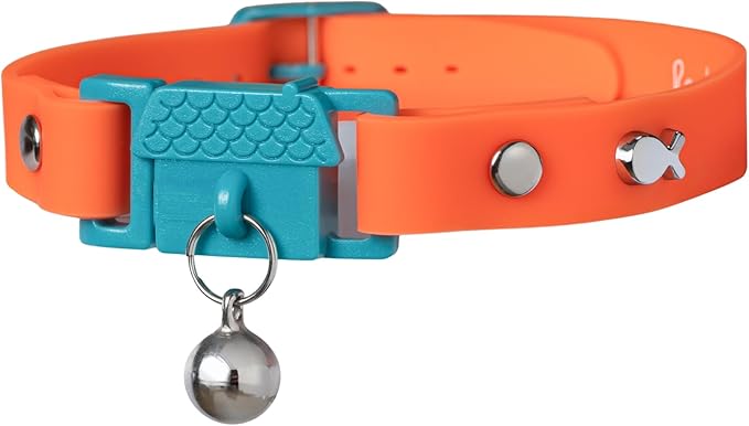 Kittyrama Tangerine Cat Collar with Bell. Cat Friendly Award Winner. Approved by Vets and Cat Experts. Breakaway Cat Collars Quick Release. Kitten Collar. Won't Rub Fur. Lightweight, Soft & Comfy