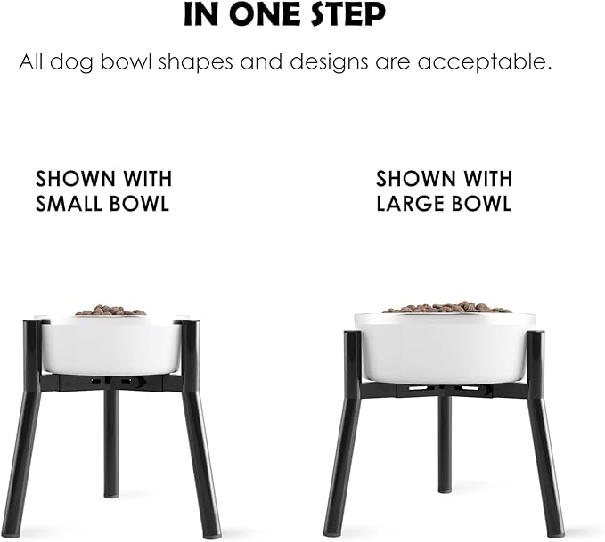 Dog Bowl Stand for Medium & Large Dogs, Adjustable Width 7-10.7", 11in Tall Elevated Dog Food Water, Bowl Not Included