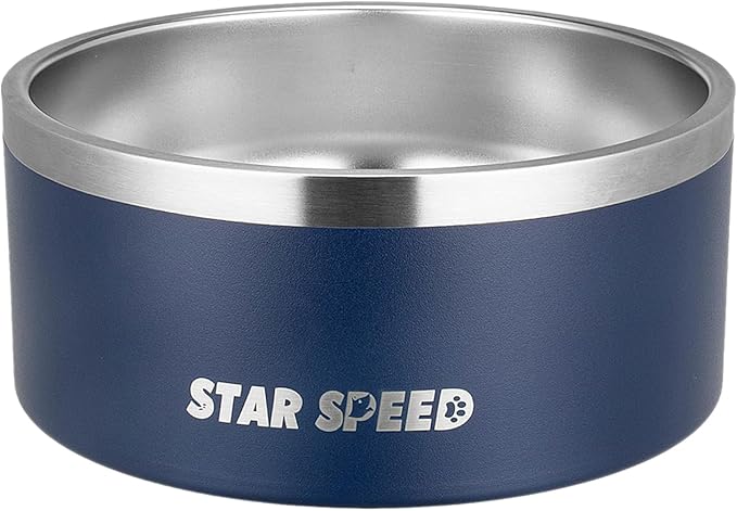 100oz Stainless Steel Bowl With Non-Slip Rubber Bottom - Double Wall for Small, Medium, Large Dogs - Food and Water Bowls, Dishwasher Safe