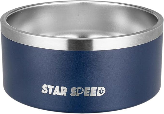 100oz Stainless Steel Bowl With Non-Slip Rubber Bottom - Double Wall for Small, Medium, Large Dogs - Food and Water Bowls, Dishwasher Safe