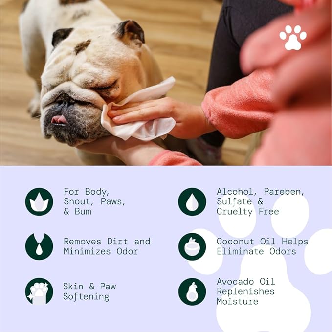 ALŌH Hypoallergenic | All-Natural | Multi-Purpose Pet Wipes. Lavender + Wild Mint 50ct Wipes