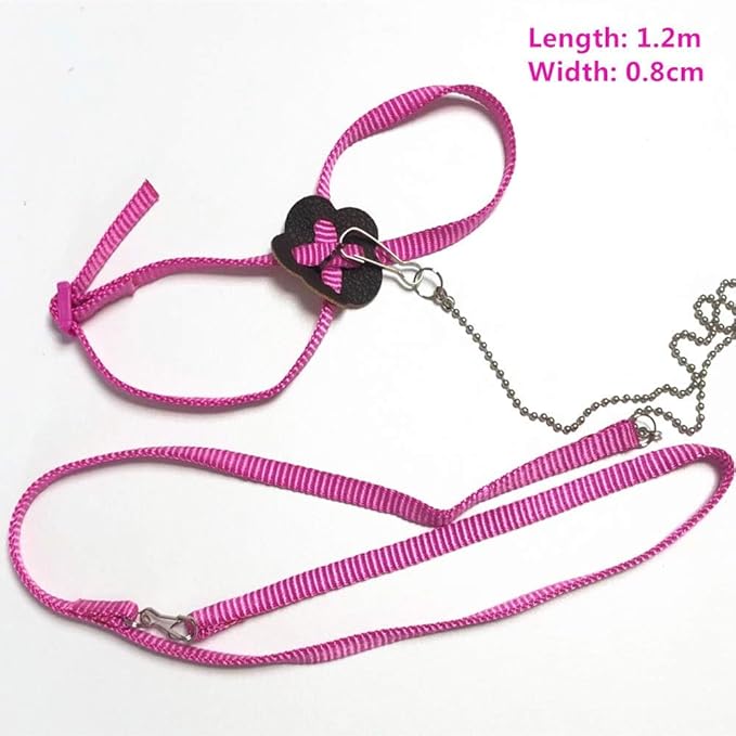 Adjustable Reptile Lizard Harness Leash,Turtle Lizard Pet Traction Belt Bearded Dragon Accessories Soft Small Pet Animal Harness Rope,1.2M (Pink)