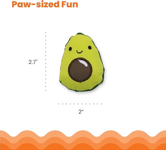 Catstages Lil' Avocato Cat Toy, Interactive Plush Avocado with Catnip, Kicker & Chew Toy for Indoor Cats, Encourages Active Play, Mental Stimulation, Dental Health, and Solo Fun, Green