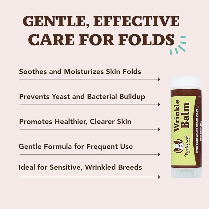 Natural Dog Company Wrinle Balm Bundle, (1) Dog Wrinkle Wipes, 50 Count (1) Travel Balm Stick, Dog Lotion for Dry Itchy Skin, Cleans Wrinkles, Plant Based, Dog Face Wipes