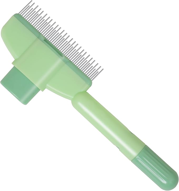 Pet Hair Removal Comb,New Cat Brush with Release Button,Pet Grooming Brush for Short&Long Pet Hair,Deshedding Brush for Pet (green)