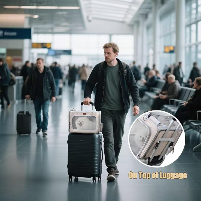 Small Dogs Carrier Airline Approved Soft Cat Carriers Stylish Expandable Pets Carriers Puppies Kitties Cage,Ventilated,Rabbit Bunny Small Animals Travel Outdoor Khaki Color