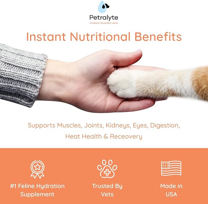 Petralyte Cat Hydration Electrolyte and Cat Joint Supplement | Hydration Support for Cats w/Glucosamine, Chondroitin, L-Glutamine, Taurine, Lysine & Prebiotics | Sample Pack | 8 Packets