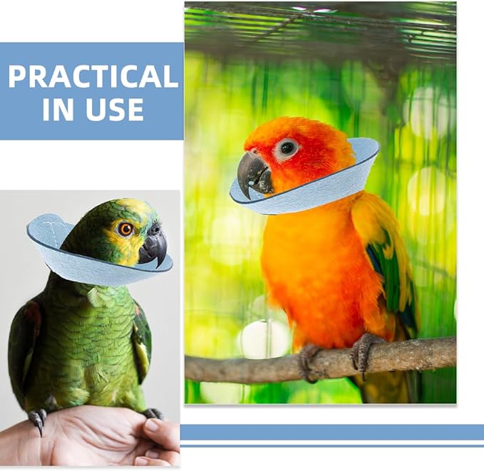 VANZACK Bird Cone Collar Adjustable Bird Parrot Tapered Collar Parrot Recovery Cones Neck Quaker Leather Neck Protector Feather Protection Sky-Blue