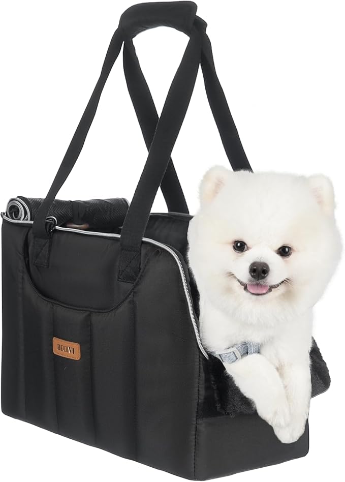 Dog Purse Carrier for Small Dogs Cats Rabbits Up to 15lbs, Lightweight Pet Sling Carriers with Crossbody Strap, Portable Puppy Soft Sided Tote Bag Carrier for Vet,Hiking,Travel Black