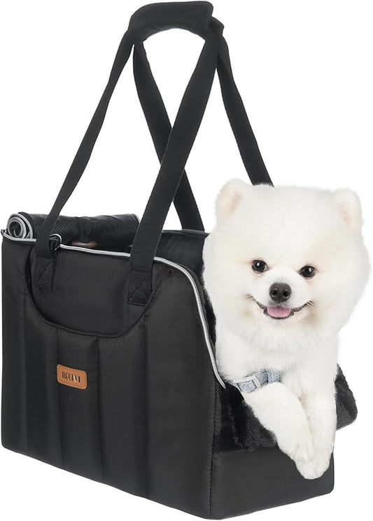 Dog Purse Carrier for Small Dogs Cats Rabbits Up to 15lbs, Lightweight Pet Sling Carriers with Crossbody Strap, Portable Puppy Soft Sided Tote Bag Carrier for Vet,Hiking,Travel Black