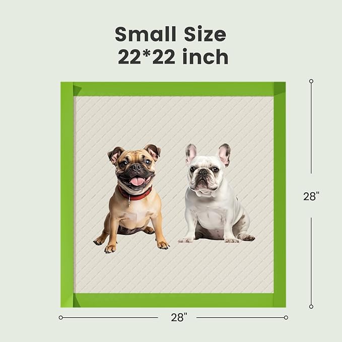 Gardner Pet Dog Pee Pads Rugular 22"x22", Thicker ECO Green Small Disposable Puppy Training Pads Super Absorbent Full Edge-Wrapping Pad for Dogs, Puppies, Doggies, Cats-(40 Count)