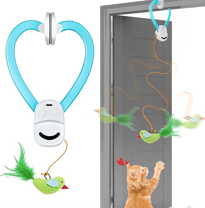 Interactive Cat Toys for Indoor Cats Automatic Electric Flying Bird Feather Mouse Toy - Best Kitten & Adult Cat Enrichment Mouse cat Toy Hanging Electric Kitty Toys for Bored Cats