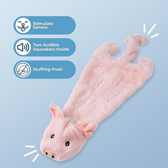 Best Pet Supplies Squeaky Dog Toys with Soft Durable Fabric for Small, Medium and Large Pets Interactive Toy for Indoor Play, Supports Active Biting and Play - Pig, Small