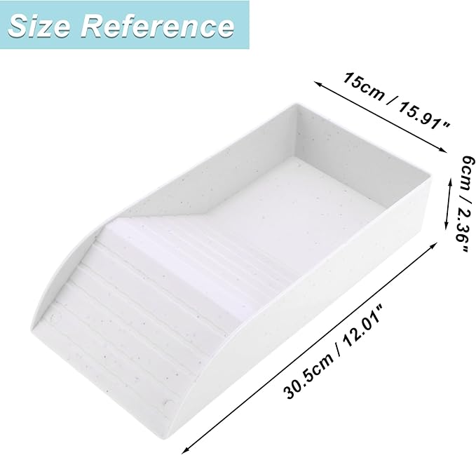 Tortoise Food Dish with Ramp, Plastic Reptile Water Bowl, Tortoise Water Pool, Reptile Climbing Ramp for Turtles Lizards, 12.01"x5.91"x2.36", White