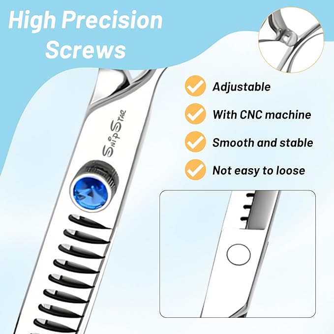 7.5" Left Handed Dog Grooming Scissors Chunker, Blending Shears with 24 Fishbone Teeth, VG10 Steel Texturizing Thinning Shear for Dog Grooming Professional, Ergonomic Trimming Scissors for Pet Groomer