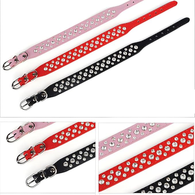 Blue Dog Collar XXS, Bling Diamond Cat Collar Rhinestone Faux Leather Fancy Crystal Glitter Pretty Jewel Female Puppy Collars for XXS XS Small Medium Large Pet Girl Dogs, XXSmall