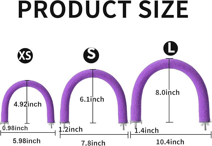 U Shape Parrot Perch Stand Toy Bird Platform Sand Paw Grinding Clean Stick Exercise Conure Budgie Cockatiel Cage Accessories (Purple)