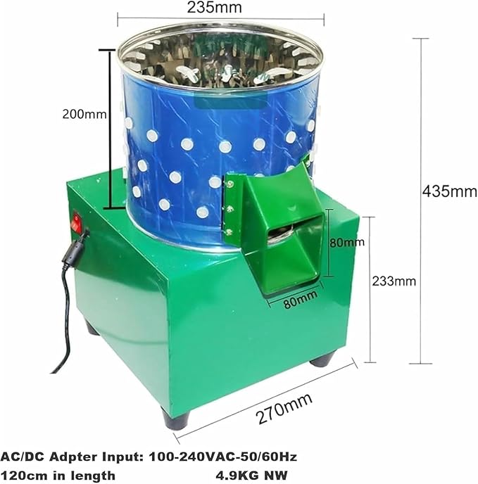 Stainless Chicken Plucker, Small Dove Feather Plucking Machine with 110 Rubber Fingers, High-Efficiency Feather Remover Poultry Machine for Bird, Duck, Turkey