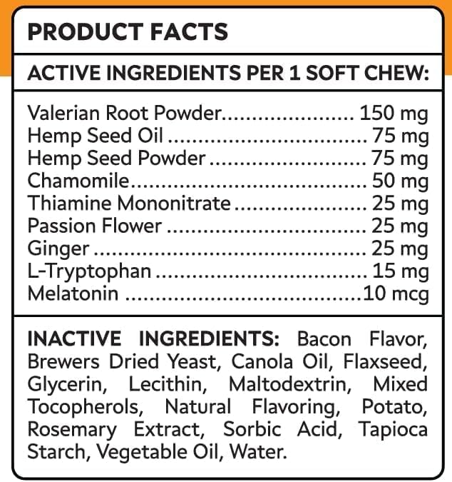 Advanced Calming Chews for Dogs - Hemp Chews and Melatonin - Anxiety Relief - Sleep Aid - Relaxing Treats - Stress Relief During Fireworks, Storms, Thunder, Barking - Made in USA - BBQ - 60ct