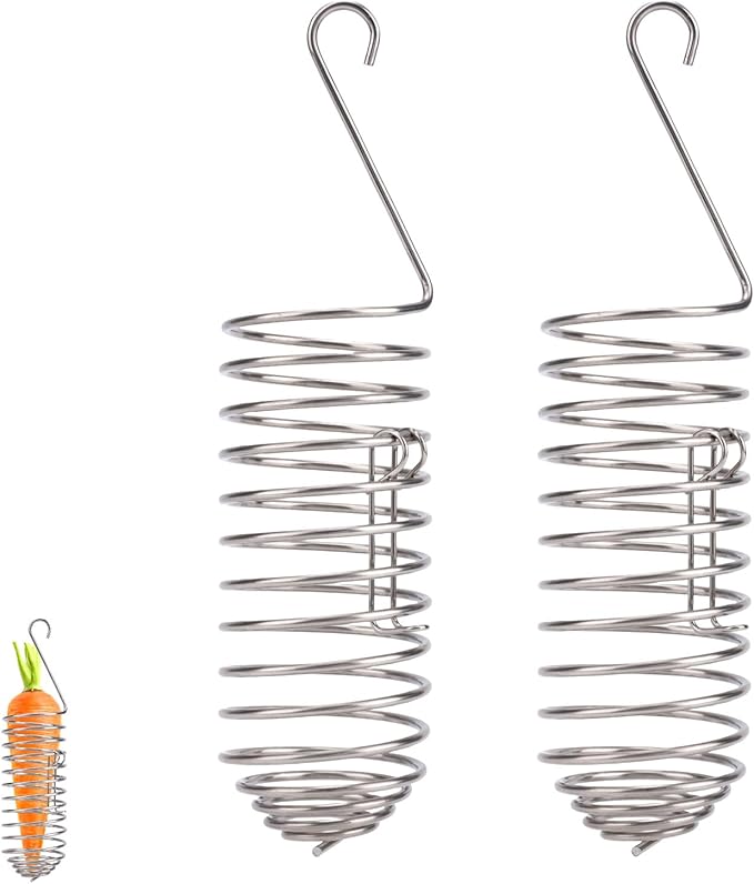 2pcs Bird Treats Holder, Stainless Steel Parrot Food Holder Hanging Basket Cage Accessories Bird Foraging Chew Toy Corn Cob Fruit Vegetable Millet Feeder for Macaw Cockatoo Parakeet Canary