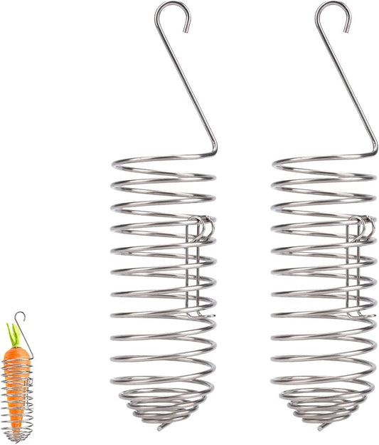 2pcs Bird Treats Holder, Stainless Steel Parrot Food Holder Hanging Basket Cage Accessories Bird Foraging Chew Toy Corn Cob Fruit Vegetable Millet Feeder for Macaw Cockatoo Parakeet Canary