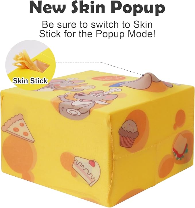 Migipaws MigiBox Cat Toy with PopSkin, Interactive Kitten Toy for Indoor Cats, Automatic Pop Out Feathers from 12 Holes Randomly, Pounce Mystery Under Cover to Stimulate Bored Furry, Rechargable