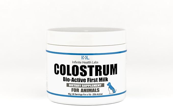Bio-Active Bovine Colostrum for Dogs, Cats, Puppies, Kittens & Pets - Daily Colostrum Powder Supplement 40g (80 Servings)