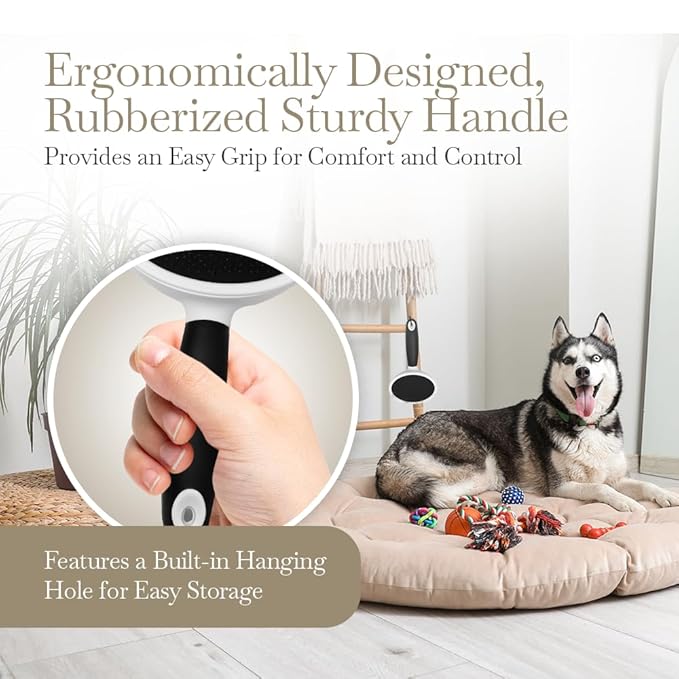 Fuller Brush Slicker Pet Brush - Angled Fine Steel Wires - Ergonomically Designed Rubberized Handle For Comfort & Control - Remove Shedding & Matted Hair - Tool For Grooming Dogs & Cat