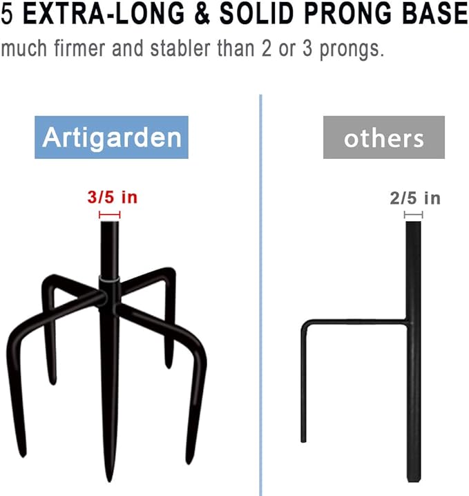 Outdoor Shepherd Hooks 108 inch Tall for Bird Feeder (2 Packs), Adjustable Metal Garden Poles for Hanging Plants Solar Light Lantern, Bright Black