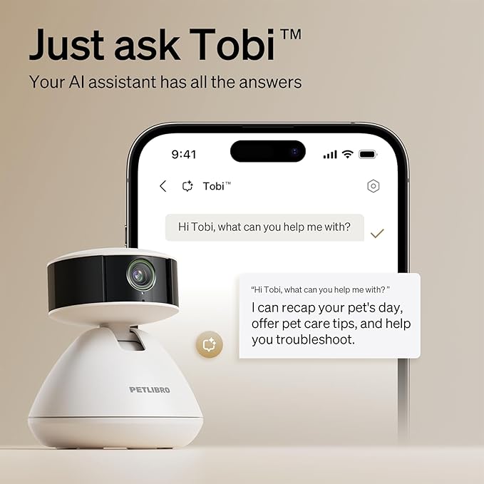 PETLIBRO 2-Packs AI Pet Camera Indoor with Phone app, Multi-Pet Recognition & AI Summary, 360° Auto Tracking Night Vision Cat cam Dog cam, [One Dog Camera Requires One Subscription]