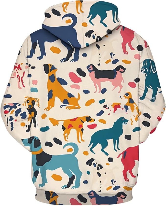 Unisex Adults 3D Dog Cat Printed Hoodies for Men Women Pullover Novelty Sweatshirts with Pockets