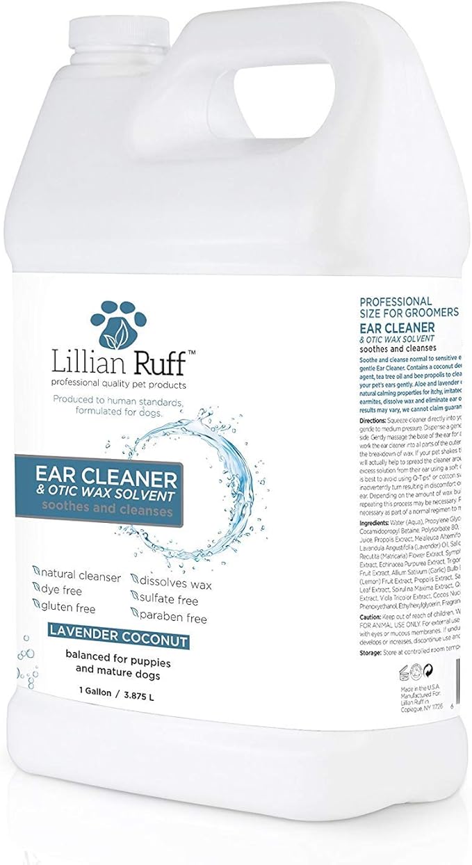 Lillian Ruff Ear Cleaner & Otic Rinse for Sensitive Ears: Alcohol Free Dog Ear Wash with Alo+H6+F6:K28F6:N29