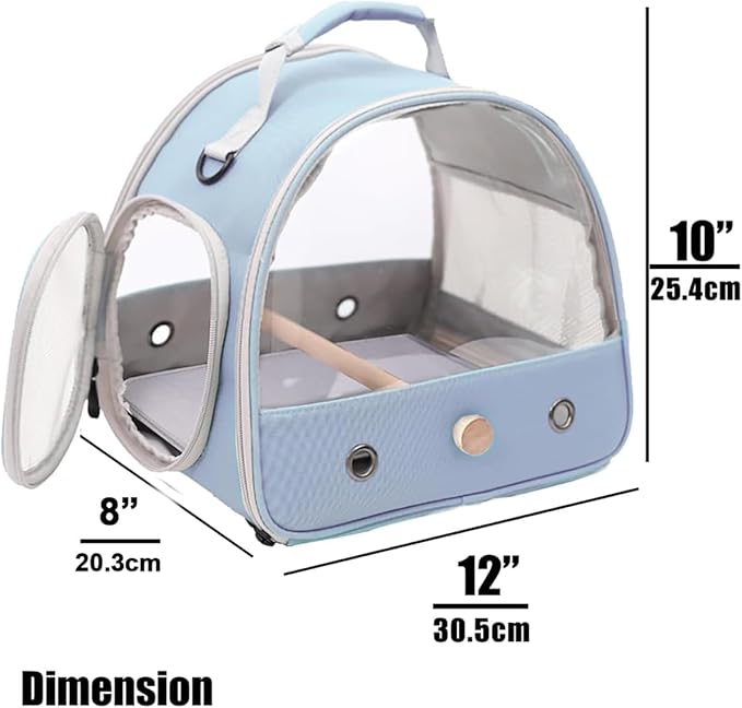 Bird Travel Carrier, Portable Small Bird Parrot Parakeet Carrier with Standing Perch, Side Access Window Collapsible
