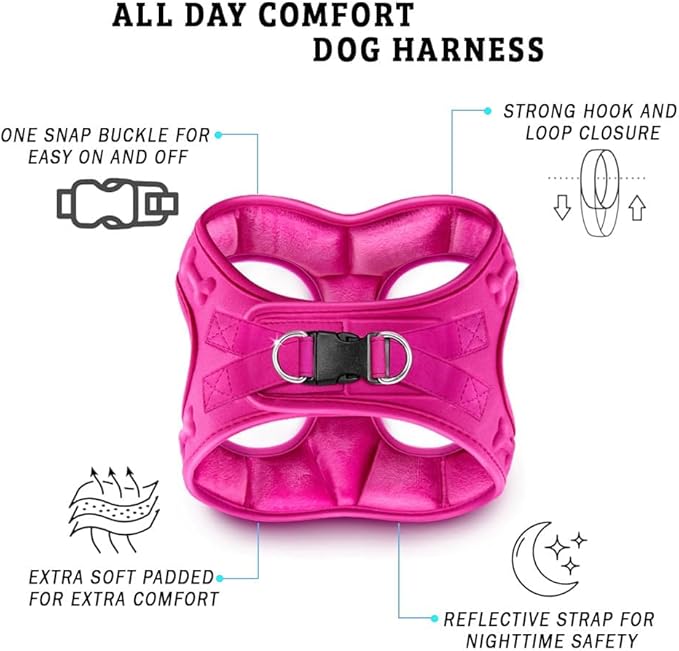 Comfort fit Step-in Dog & Puppy Harness - Comfortable All Weather Dog Vest Harness: Adjustable, Soft Padded, Easy to Put-on for Small, Medium-Sized Dogs