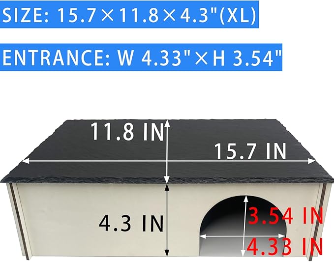 Large Snake Hide with Slate Reptile Hide Box Ball Python Hide 15.7×11.8×4.3"(XL) Reptile Hides Snake Hides for Ball Pythons Leopard Geckos 100% Natural Stone & Wood Reinforced Packaging