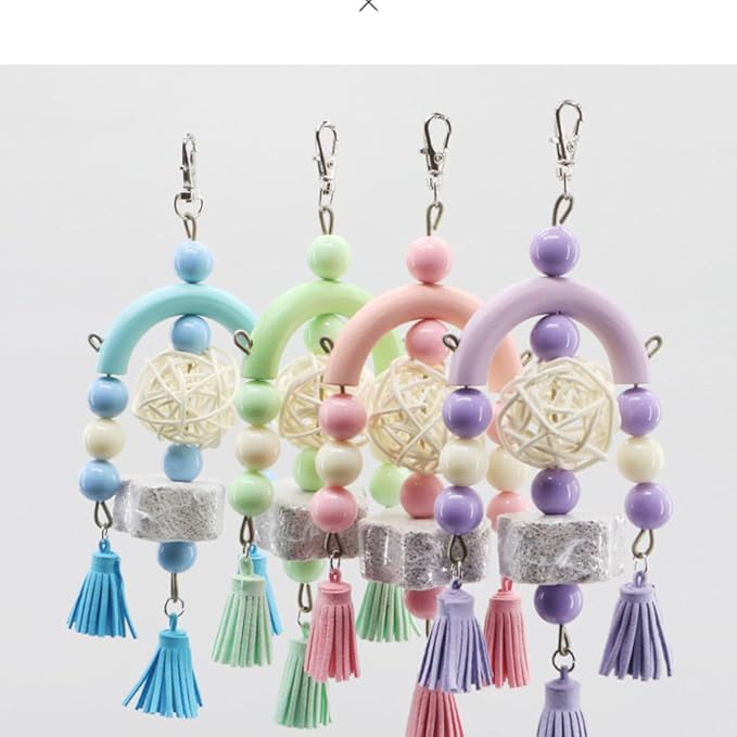 3PCS Bird Toys Bird Foraging Toys Chewing Hanging Birdcage Swing Cage Accessories Parrot Climbing Ladder for Conure Parakeet Cockatiel Budgies Lovebird Parrotlet (Pink)