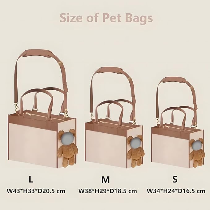 Portable Pet Carrier Bag - One-Shoulder Portable Cute Dog Outing Largecarrier Bag, Cute Bear Face Design with Peekaboo Window, Large Capacity PU Pet Out Shoulder Bag for Small Dogs & Cats (Medium)