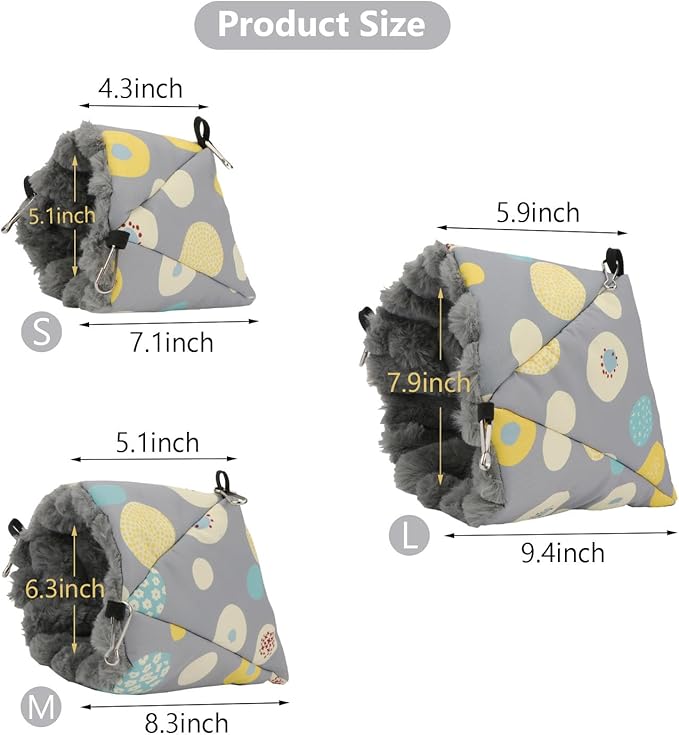 Wontee Bird Nest House Winter Warm Hanging Hammock Bird Bed Snuggle Hut for Parakeets Budgies Caique Conures Cockatiels (Small, Grey)