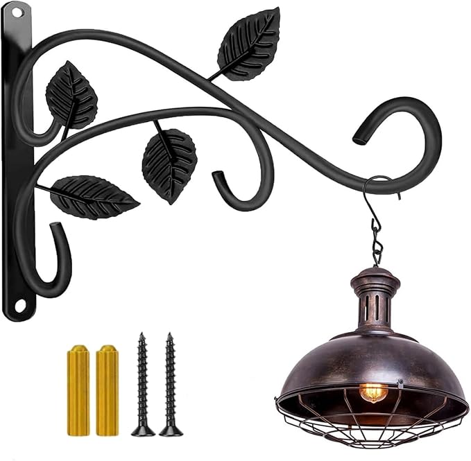 Hanging Plant Bracket, 12 Inch Wall Mount Hanger, Rust-Resistant Metal Plant Hanger for Flowers, Bird Feeders, Lanterns, Wind Chimes