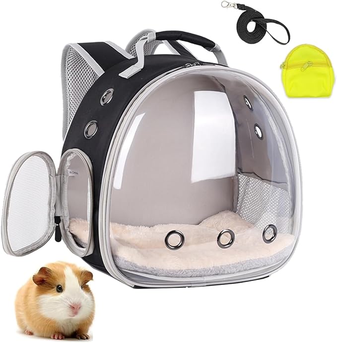 Portable Small Animal Backpack Travel Breathable Pet Carrier Bag Cages for Guinea Pig, Rabbit, Bearded Dragon, Squirrel, Tortoise, Bird, Lizard, Sugar Glider