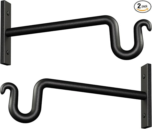 10 inch Plant Hook Plant Hanger - 2 Pack Plant Bracket Metal Plant Wall Hooks for Hanging Flower Basket, Lanterns, Bird Feeder, Wind Chimes Indoor & Outdoor.
