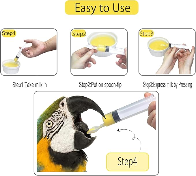 Baby Bird Feeding Syringe,Parrot Small Pet,Manual Syringe Feeder, Milk Water,Liquid Food,Reusable,Syringe with Spoon Tip