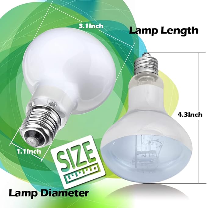 Reptile Heat Lamp 75W 2 Pack,UVA Basking Light Heat Lamp Bulbs,Natural Daylight Terrarium Heat Lamps for Bearded Dragon,Turtle,Tortoise,Lizard,Snake,Gecko,Chicken with Temperature Strips