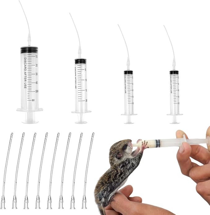 Baby Bird Feeding Syringe Set, Pet Parrot Milk Feeding Syringe with Tubes, Parrot Feeder Tubes Measuring Tools for Feeder Pets Scientific Industrial Labs… (10ml+10ml+20ml+60ml)