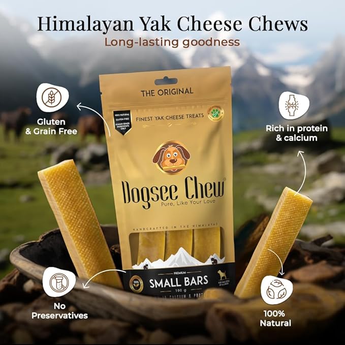 Dogsee Original Himalayan Yak Cheese Dog Chews (Small - 3 Bars) | Fights Plaque and Tartar| Yak Chews for Small Dogs | Rawhide Free | Easily Digestible Dog Treats