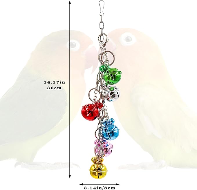 Oooct Bird Swing Bells Toys, Colorful Parrot Metal Bells, Hanging Bird Chewing Toys, Bird Cage Accessories, Suitable for Small to Medium Birds Budgie Lovebirds Conures Parakeets Cockatiels