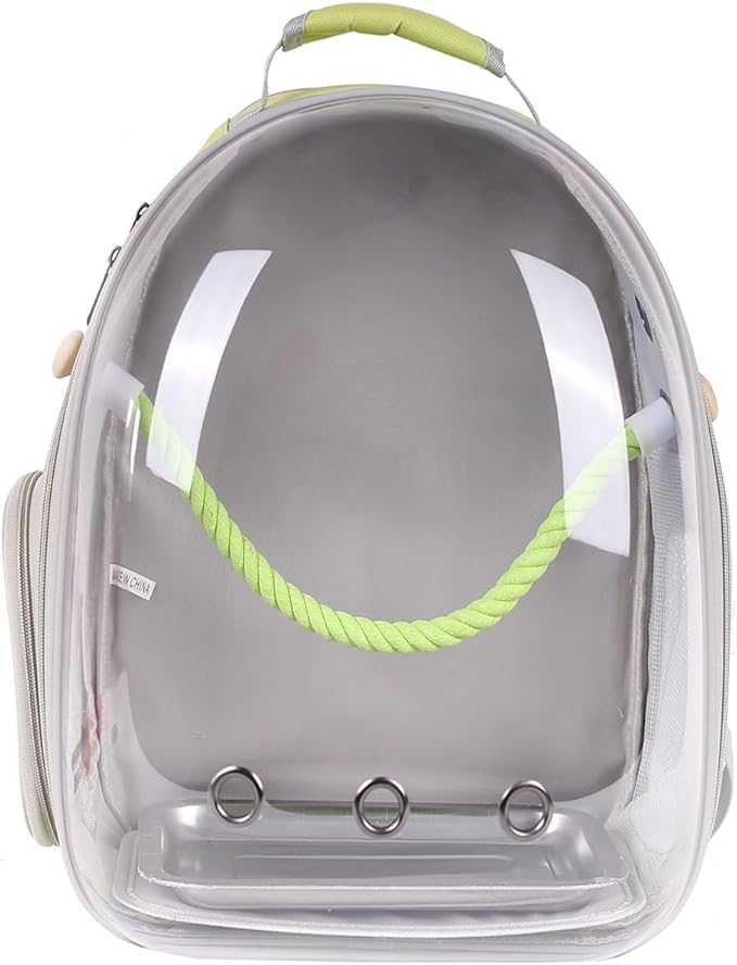 Bird Travel Backpack Carrier, Clear Bubble Window Transport Backpack for Birds, Space Capsule Astronaut Liked Vet Carry Book Bag for Parakeet Parrot (M-YEL, Clear Bubble)