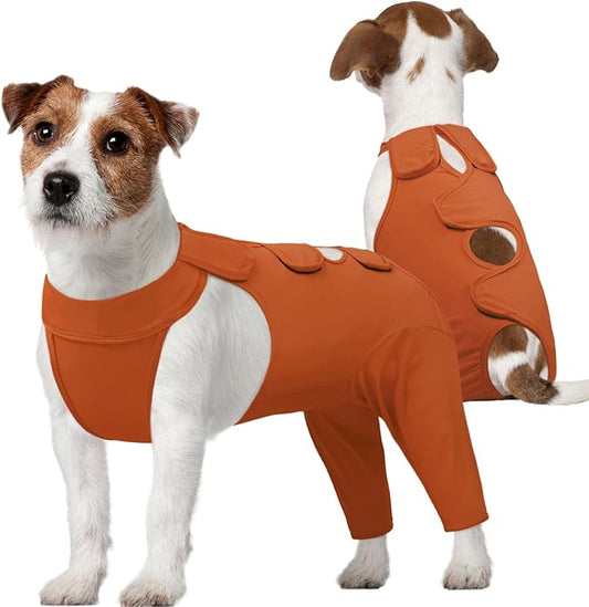Kuoser Thigh Wound Protective Sleeve for Dogs - Dog Surgery Recovery Suit for Rear Legs - Brown XS