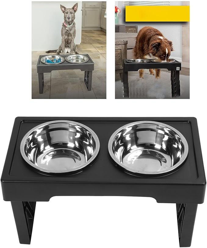 Elevated Adjustable Dog Bowls Prevent Slip Height Raised Stand with 2 Stainless Steel Food Bowls Dogs Cats Applicable Scene Home